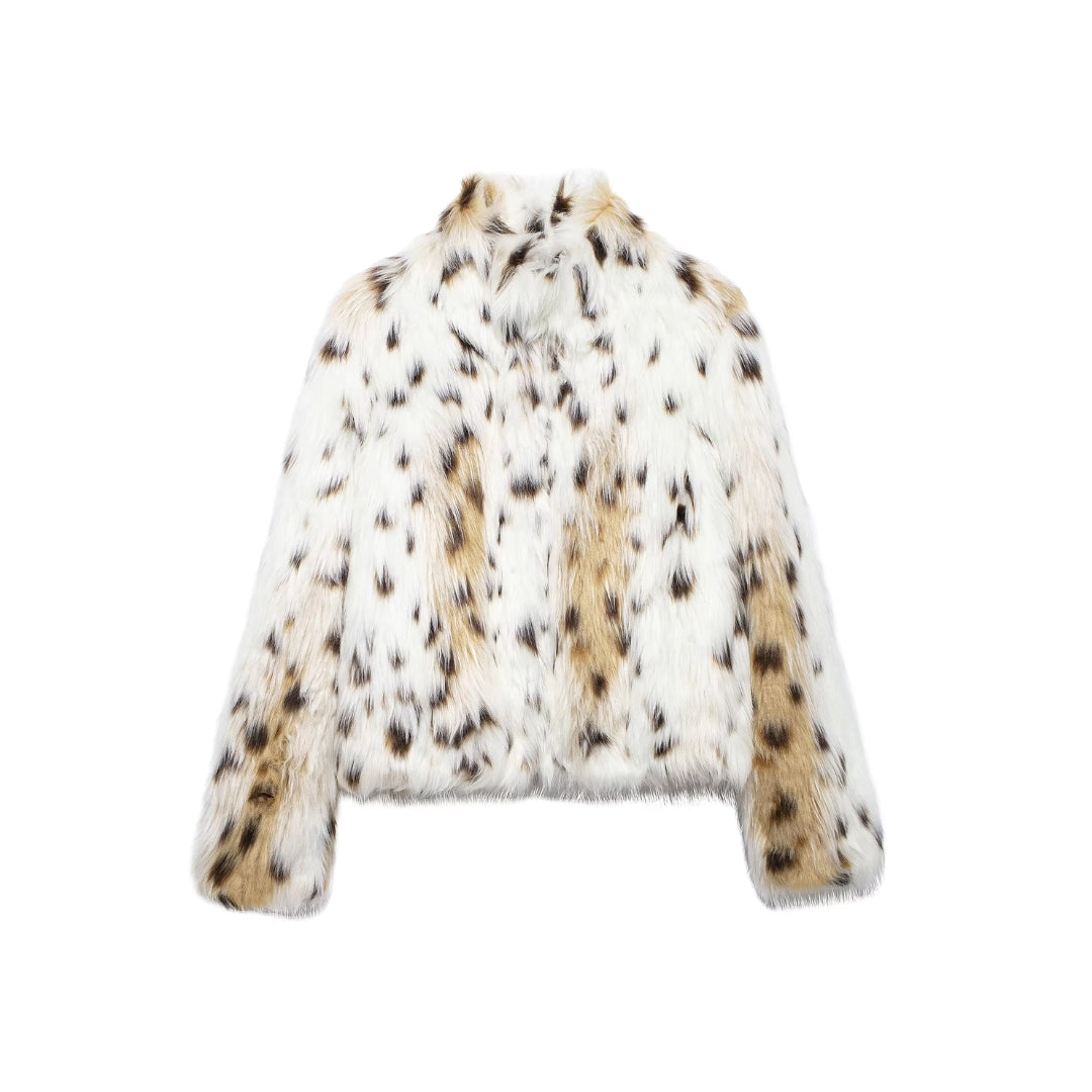 Becky™ - Short Faux Leather Leopard Jacket