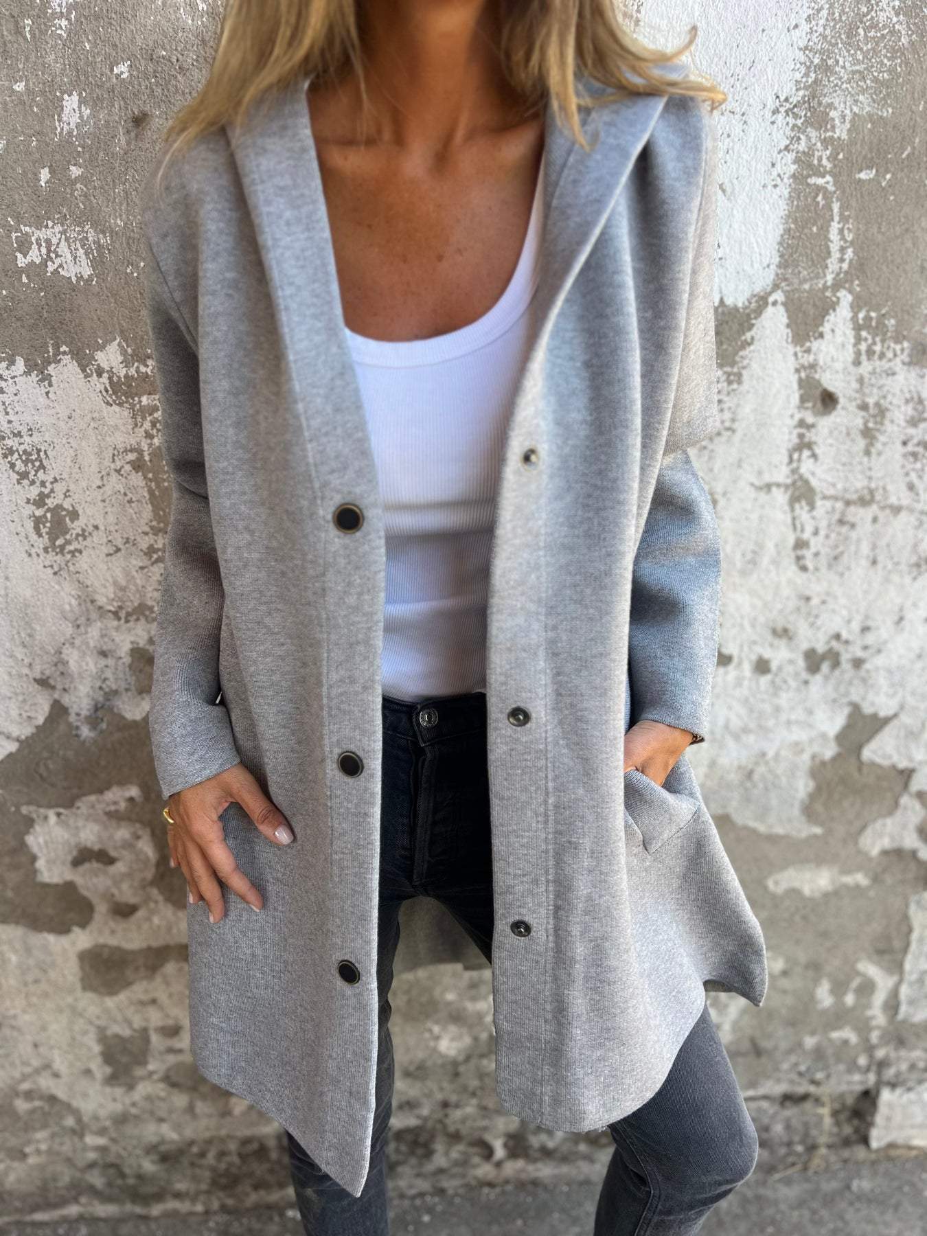 Casual jacket with hood for women