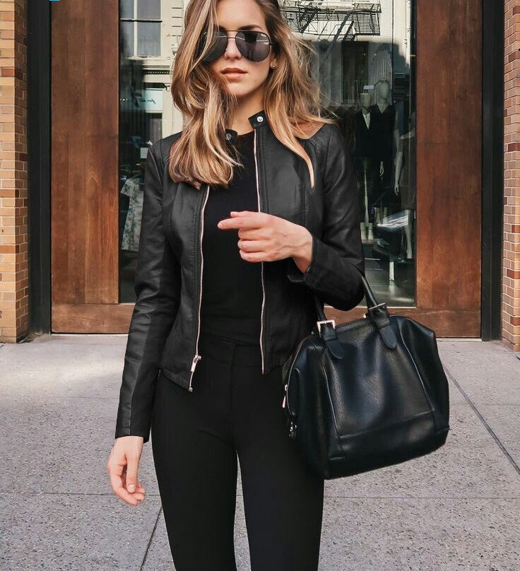 Elegant leather-look jacket for women