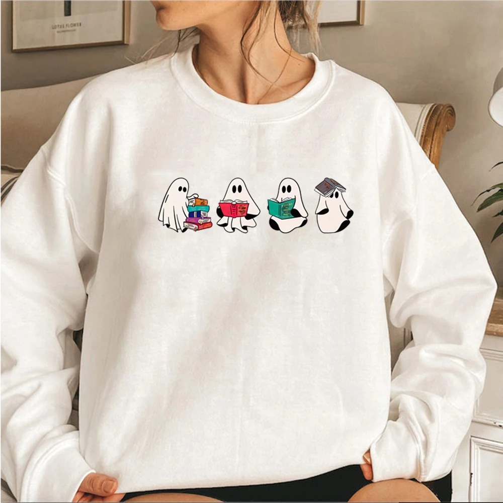 Cute graphic jumper with ghost motif for casual style