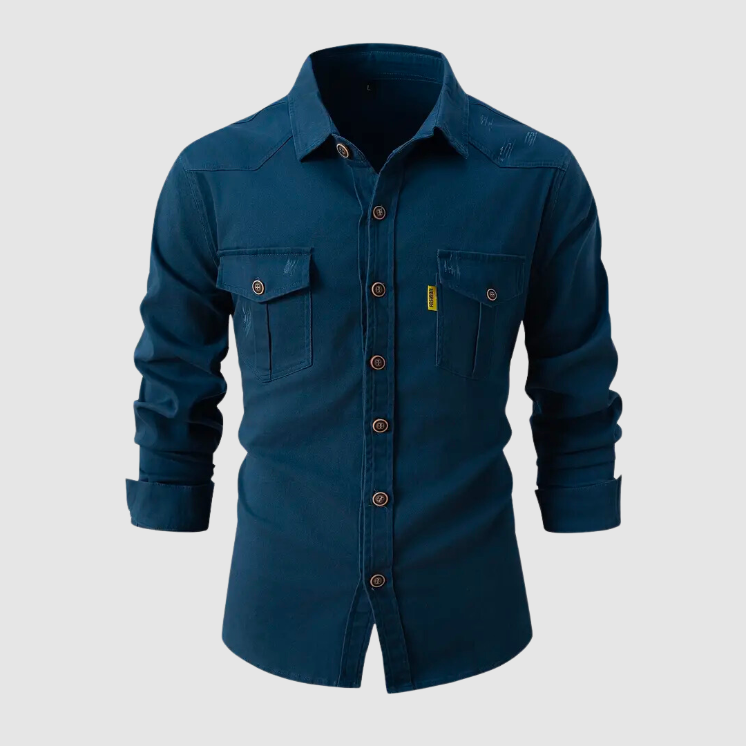 Cargo long sleeve button jacket with pockets for men