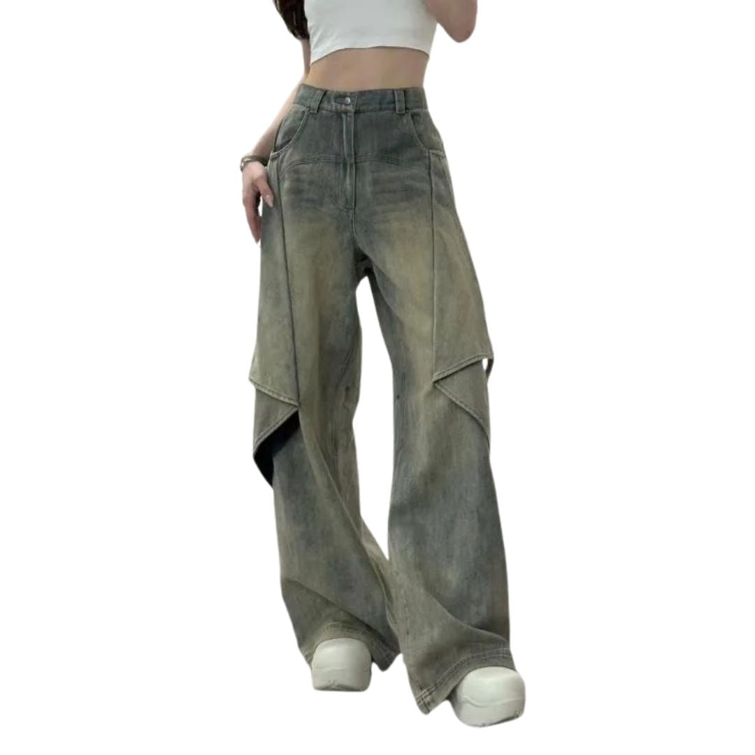 Layered wide-leg skater jeans