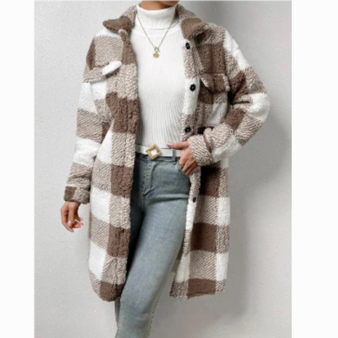 Liv | Plaid Teddy Coat For Women