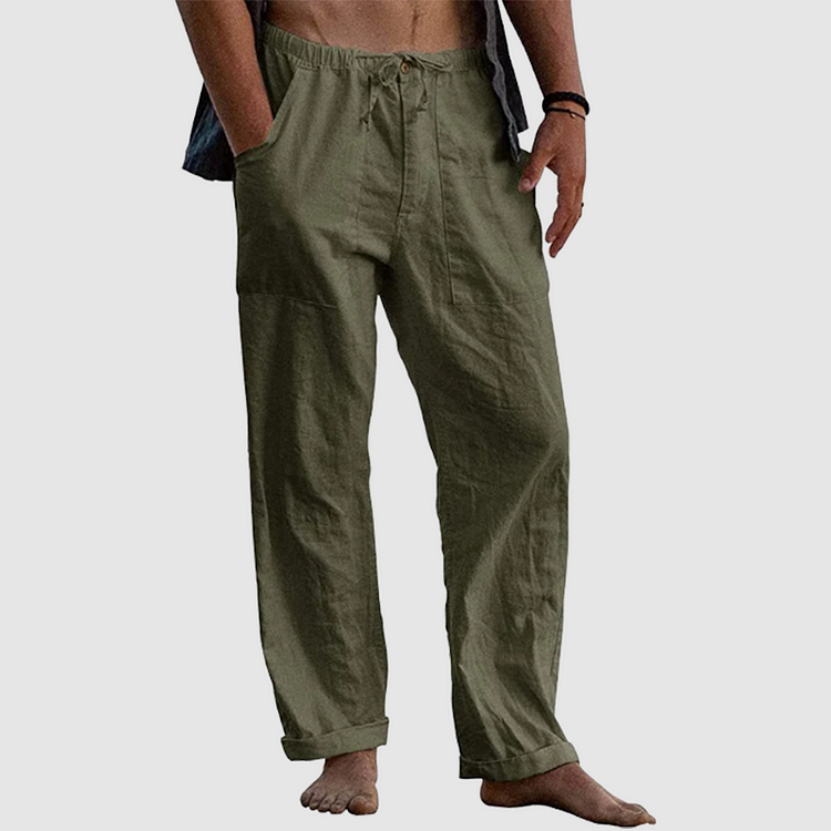 Linen beach trousers for men, loose fit