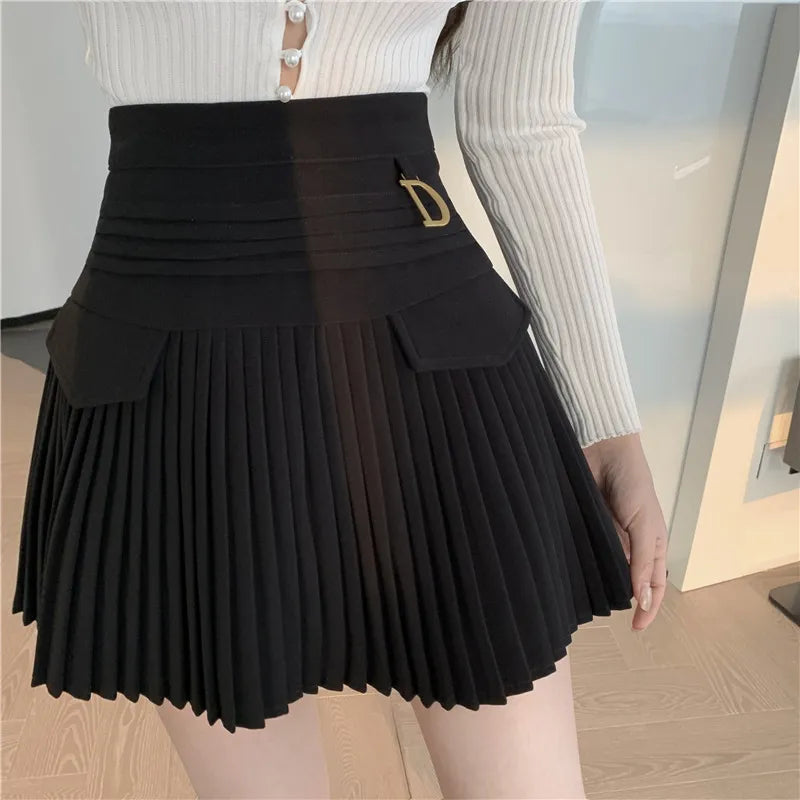 Pleated A-line skirt