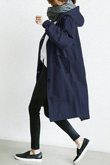 Casual trench coat - long coat with hood