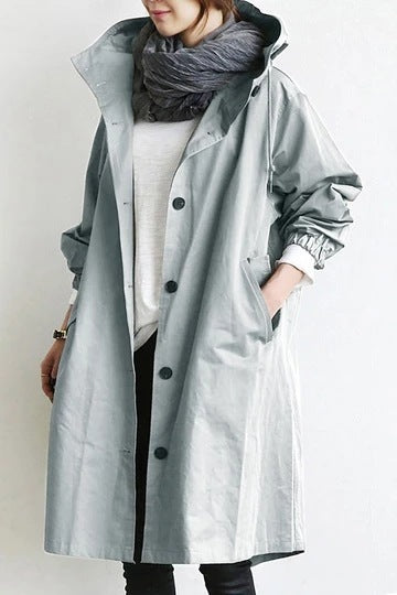 Casual trench coat - long coat with hood