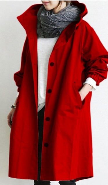 Casual trench coat - long coat with hood