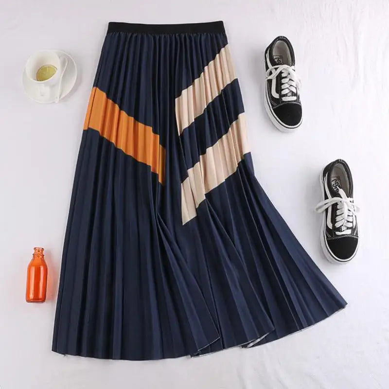 Temperament skirt with colour block design