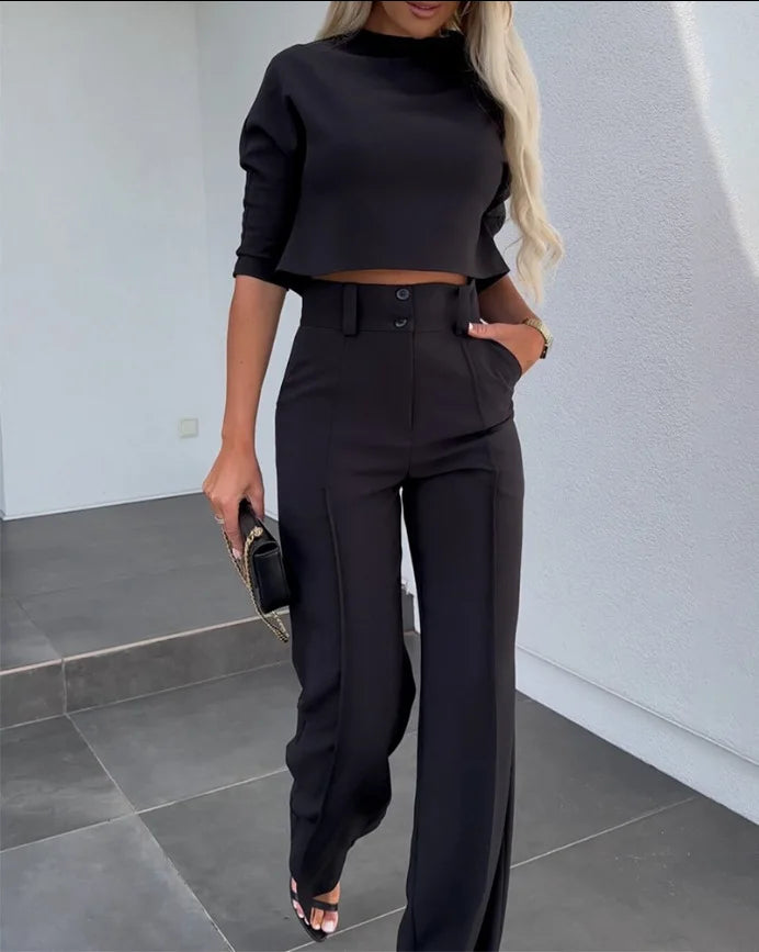 Chic Turtleneck Pant Set