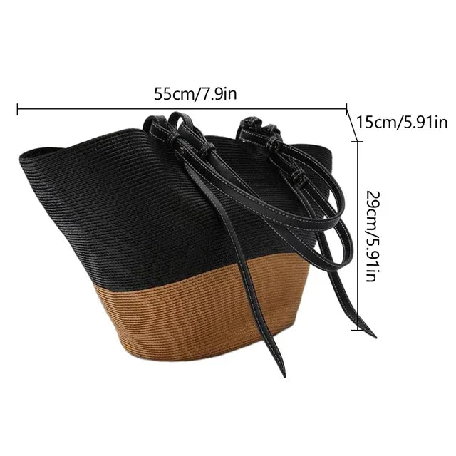 Straw beach shoulder bag for women