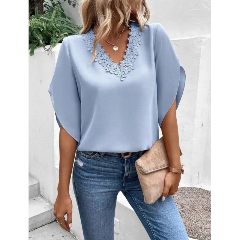 Comfortable Casual Lace V-Neck