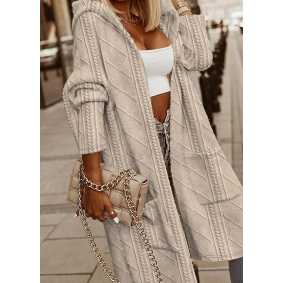 Aliciana | Long Knitted Hooded Cardigan For Women