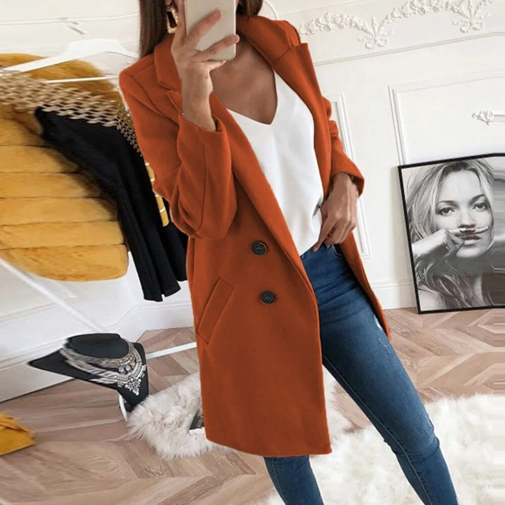 Modern Trench Coat With Slim Fit For Women