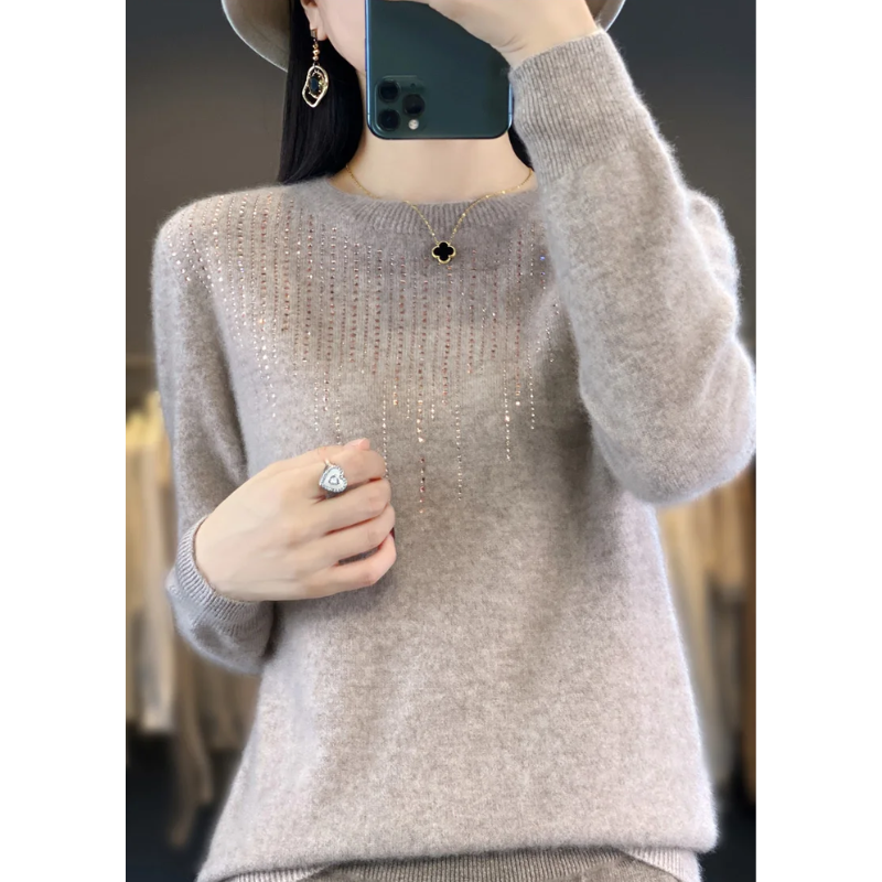 Soft Knitted Ladies Sweater with Sparkling Details