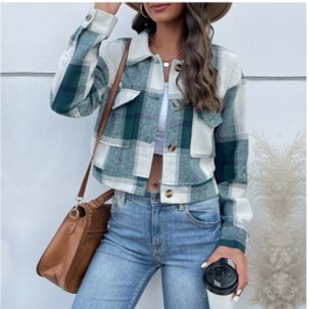 Kerslen | Winter Plaid Cropped Jacket For Women