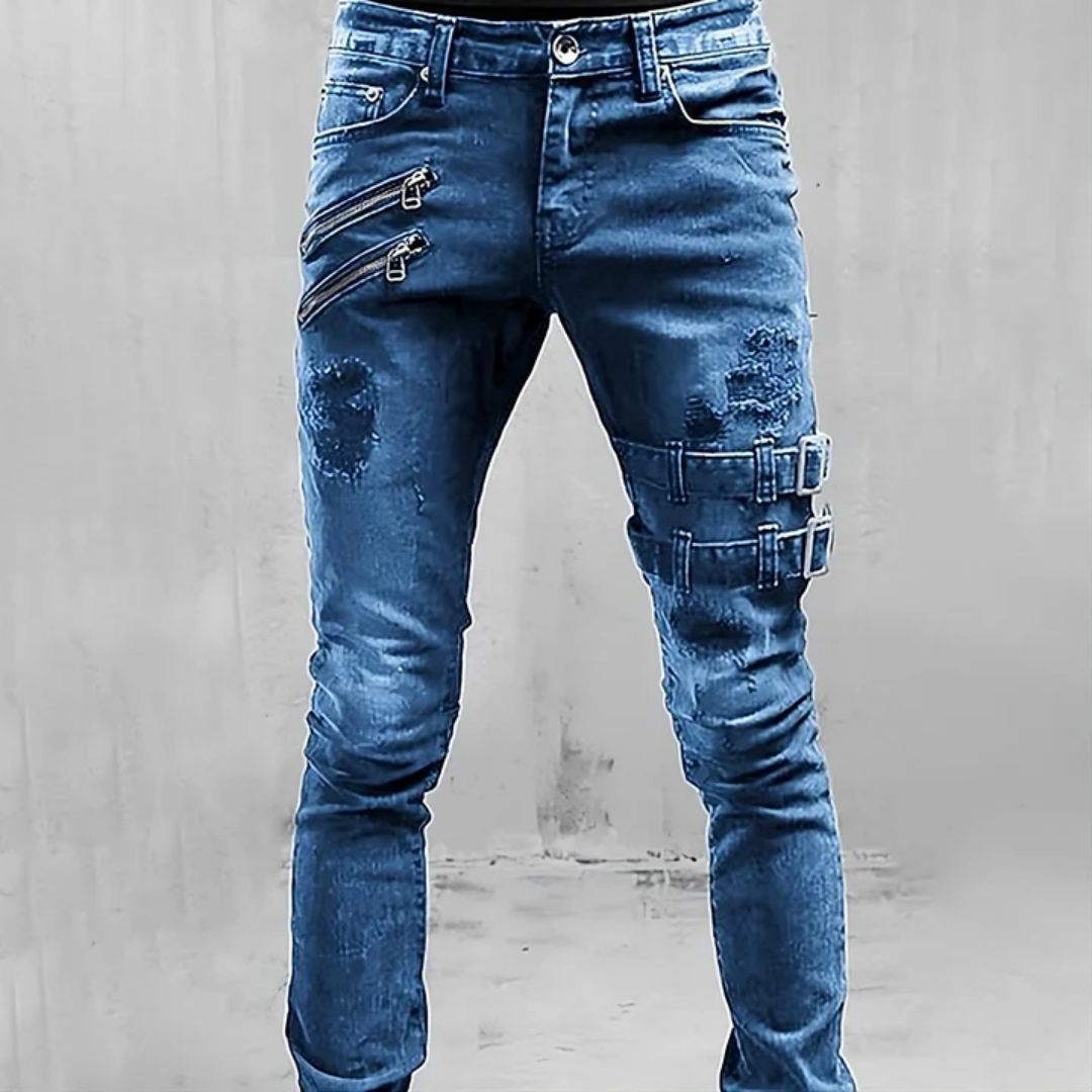 Gino | Light Wash Zip Pocket Jeans For Men