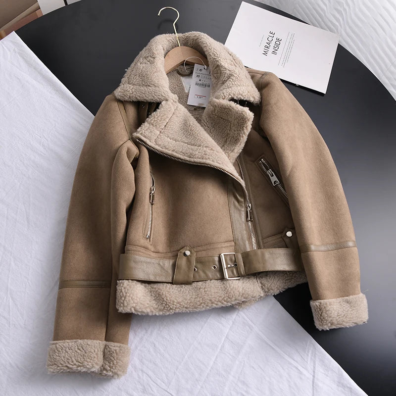 Olivia Suede Winter Coat - Warm & Stylish