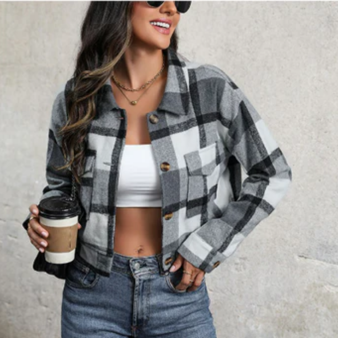 Kerslen | Winter Plaid Cropped Jacket For Women