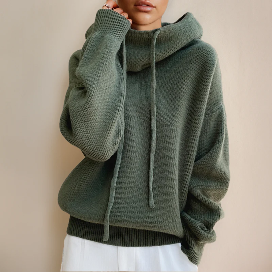 Tiffany | Winter Knitted Drawstring Hoodie For Women