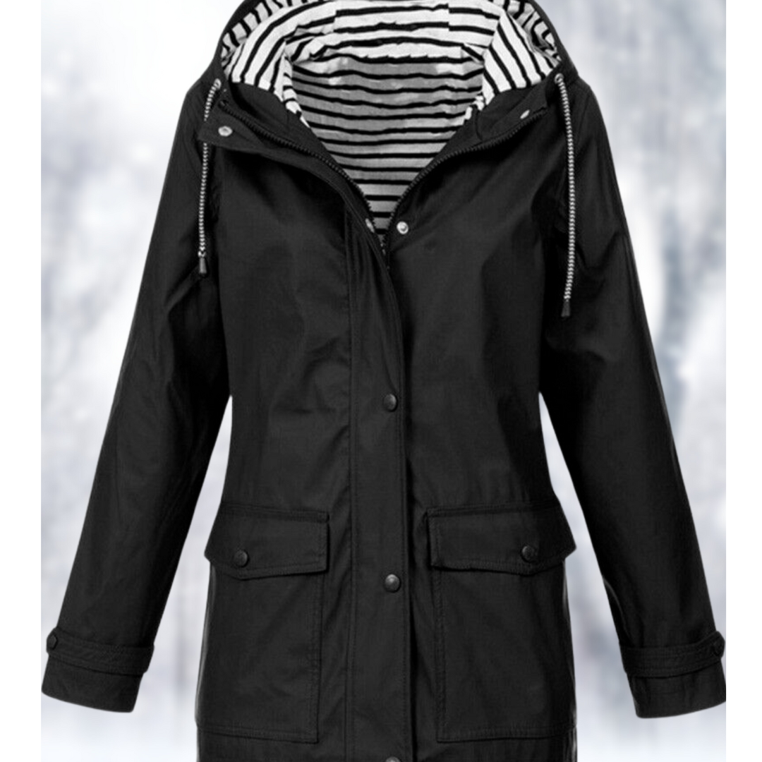 Stema | Waterproof Button Down Hooded Jacket For Women