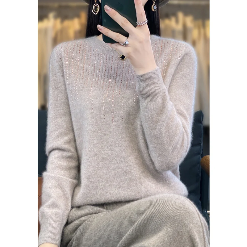 Soft Knitted Ladies Sweater with Sparkling Details