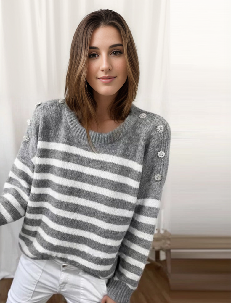 Chic striped long-sleeved jumper