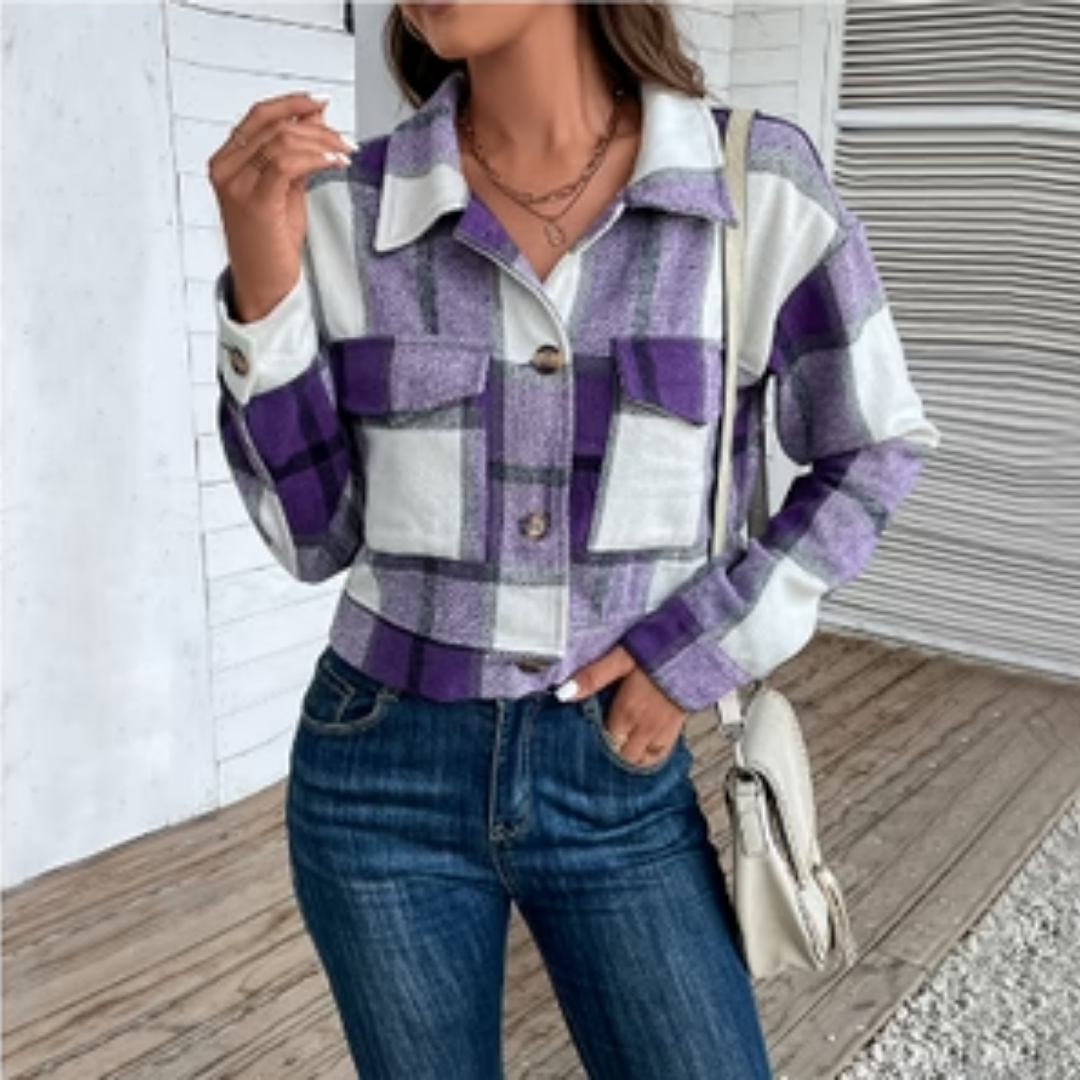 Kerslen | Winter Plaid Cropped Jacket For Women