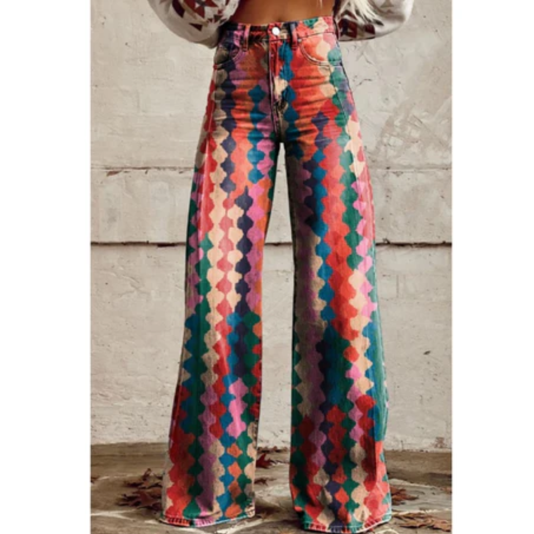 Bobbi | Retro High Waisted Wide Leg Pants For Women