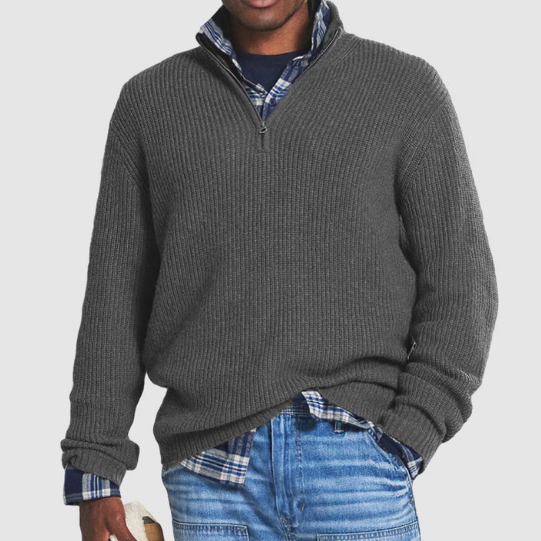 Hareld | Half Zip Ribbed Sweater For Men