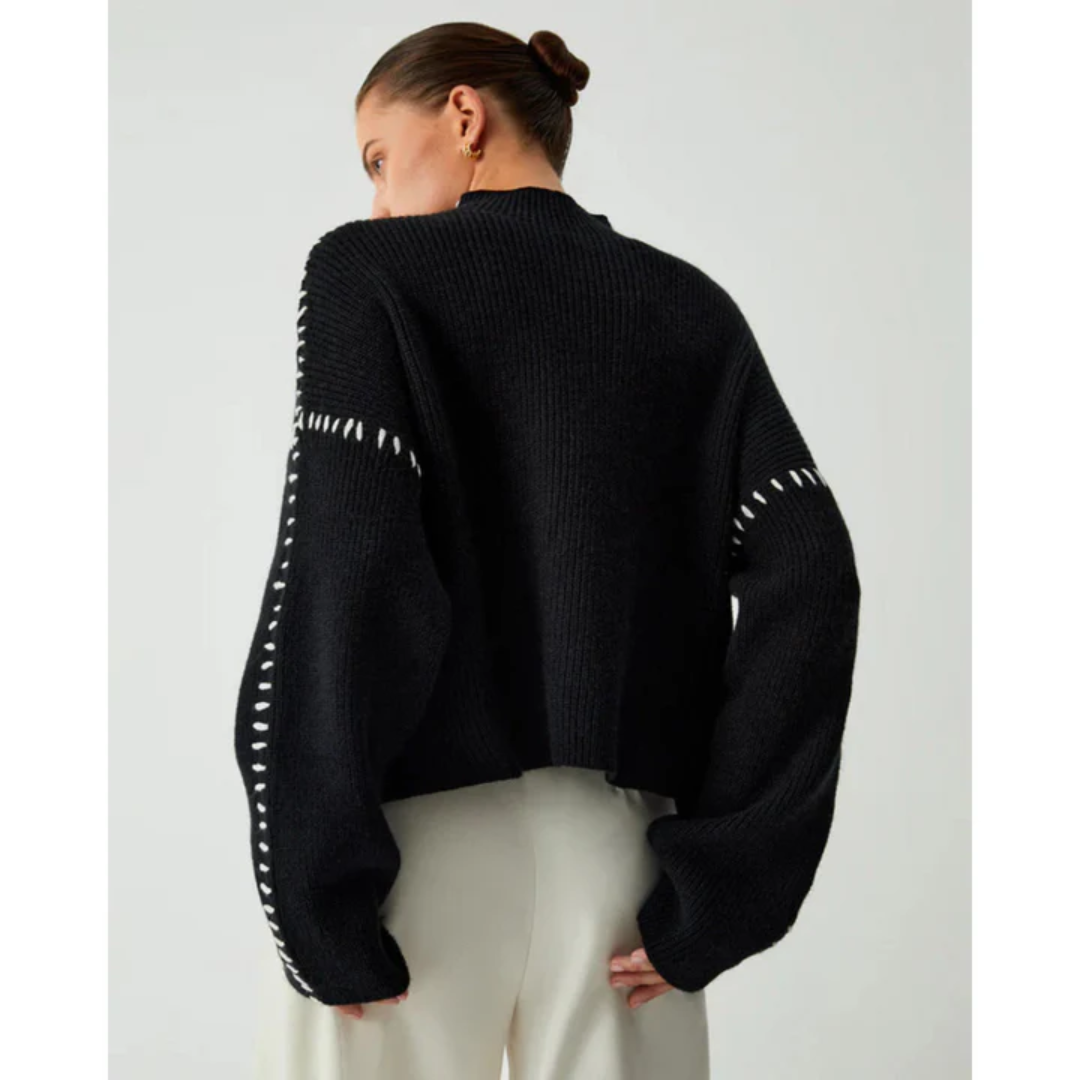 Kheylie | Black Stylish Warm Sweater For Women