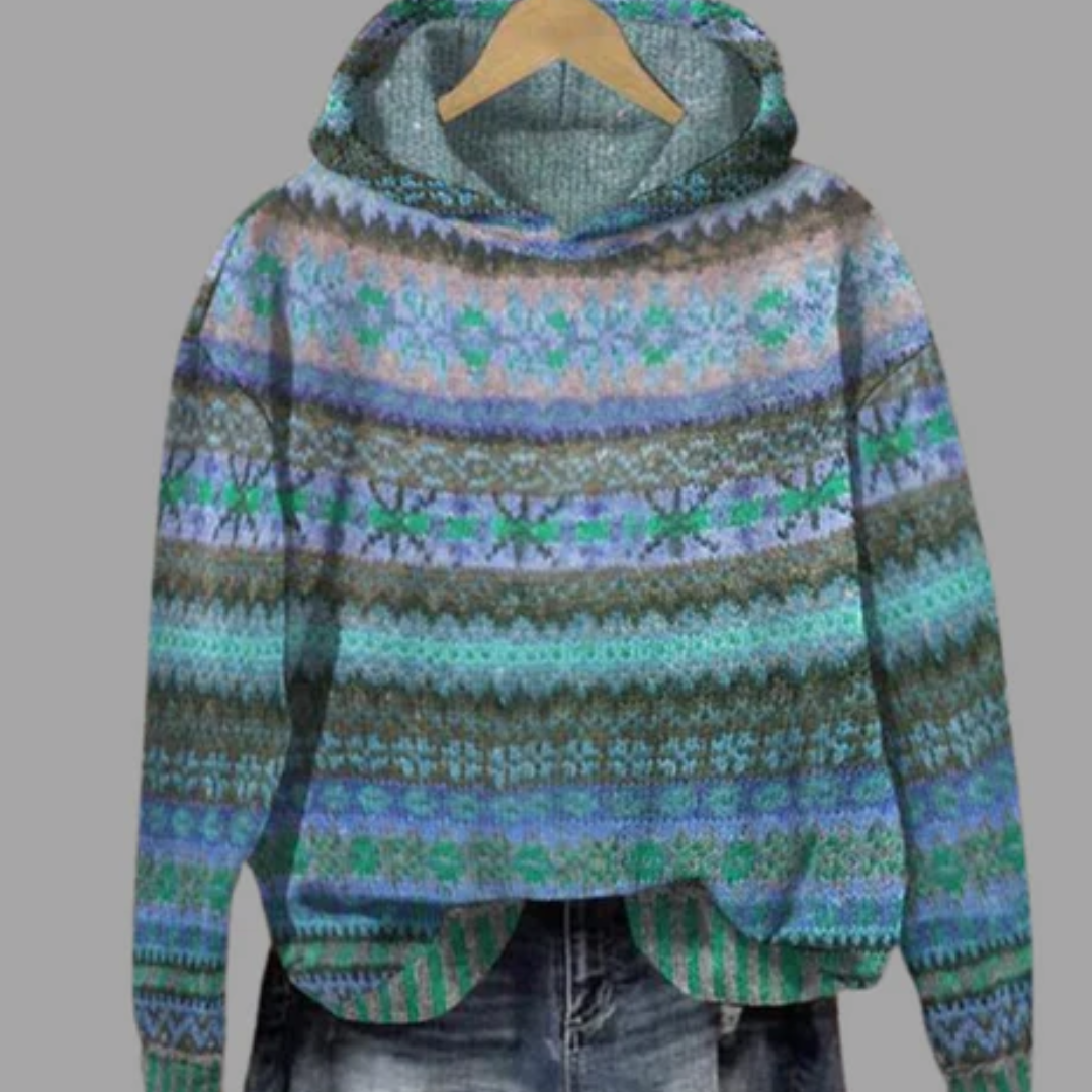 Claudia | Knitted Printed Hoodie For Women