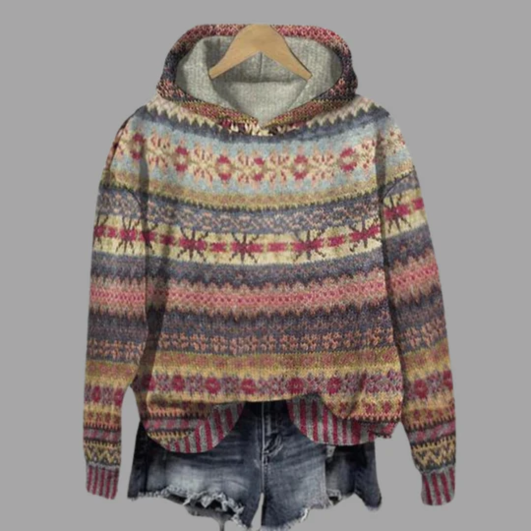 Claudia | Knitted Printed Hoodie For Women