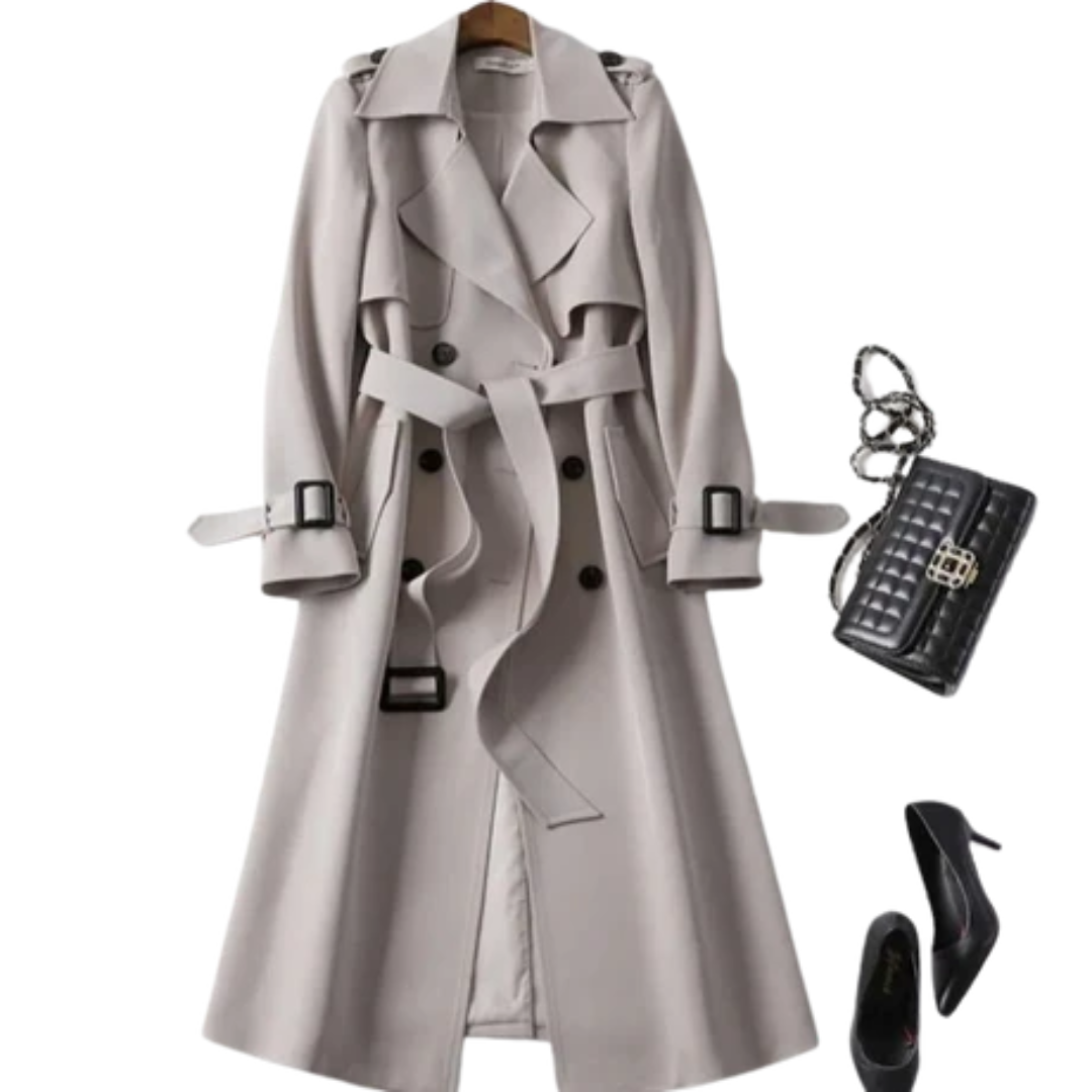 Vianna | Winter Long Trench Coat With Belt For Women