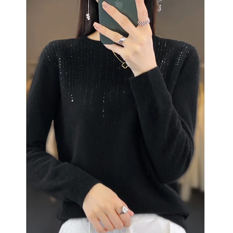 Soft Knitted Ladies Sweater with Sparkling Details