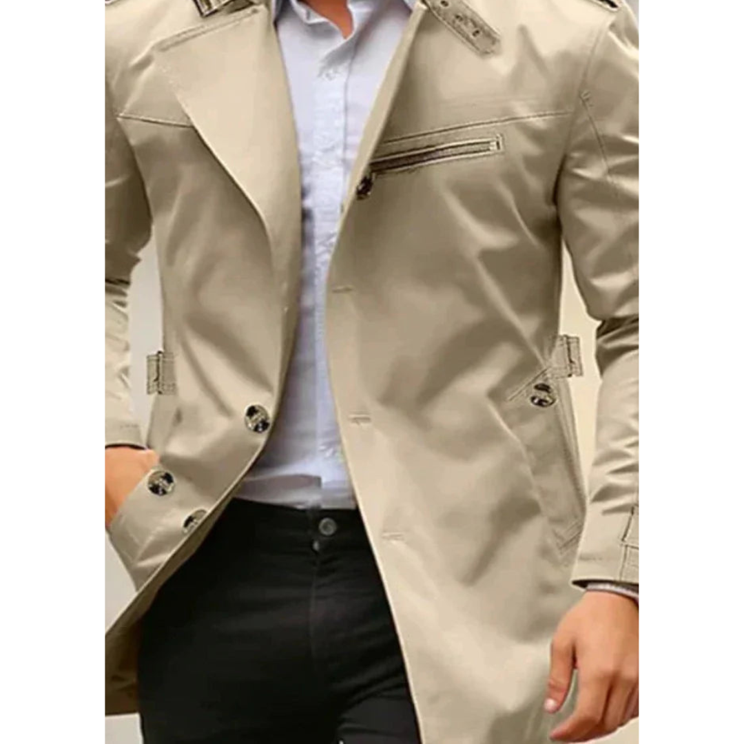 Tylar | Button Down Trench Coat For Men