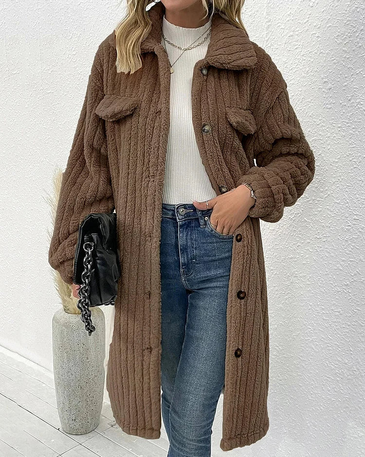 Aurora - cosy single-breasted plush winter coat