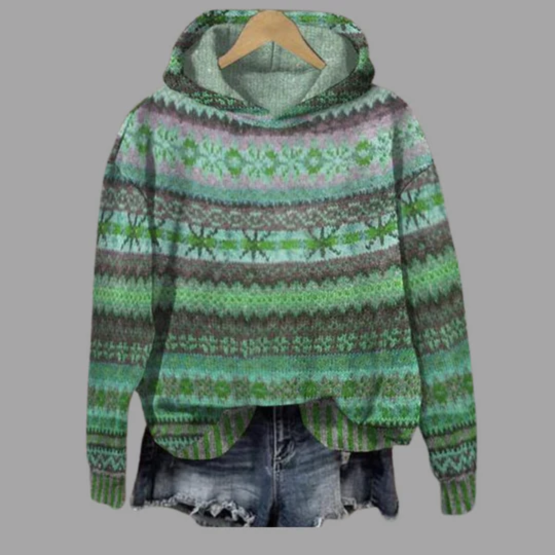 Claudia | Knitted Printed Hoodie For Women