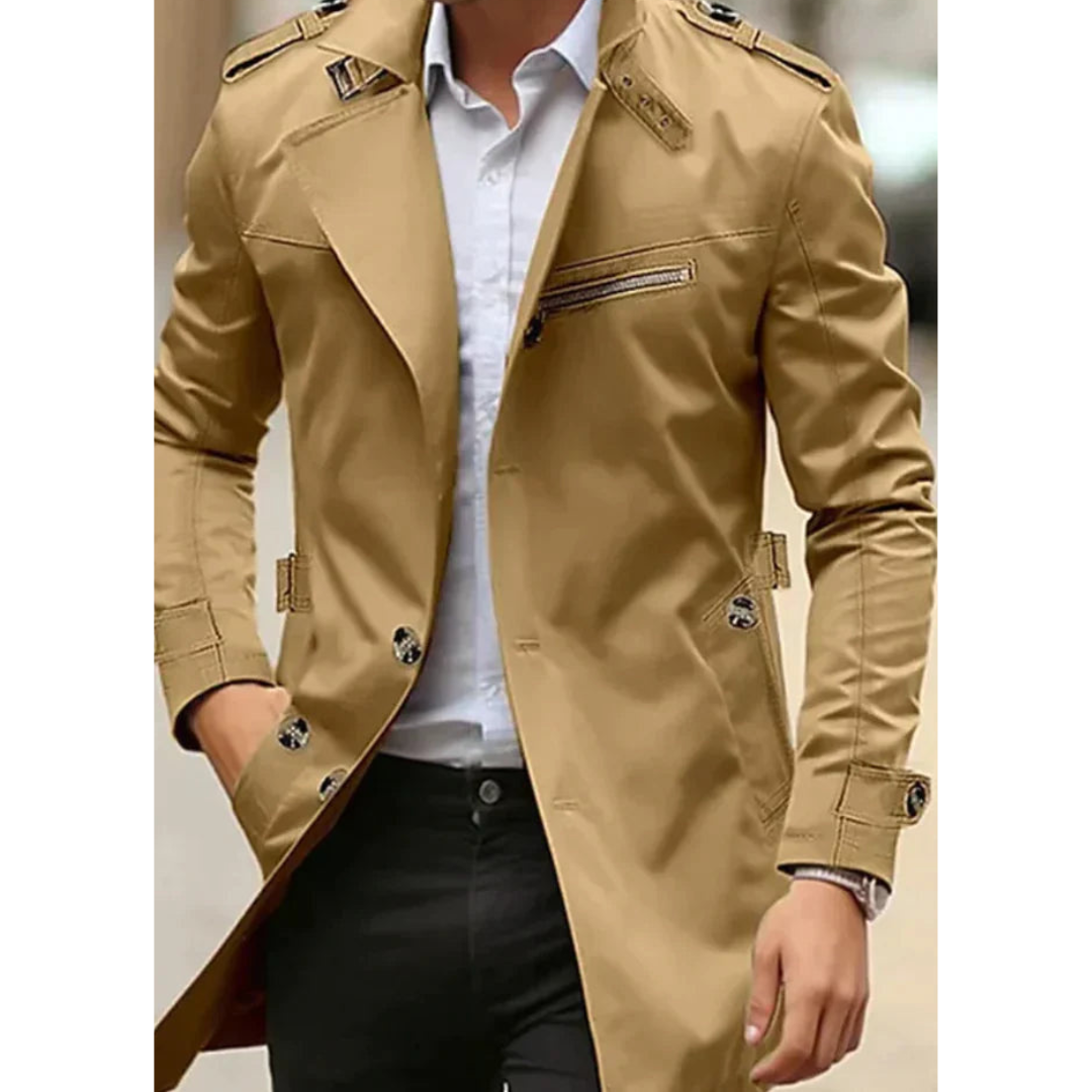 Tylar | Button Down Trench Coat For Men