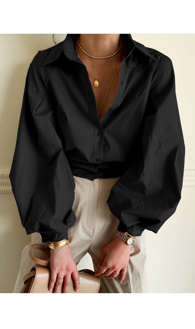 Classy Commute long-sleeved cotton blouse