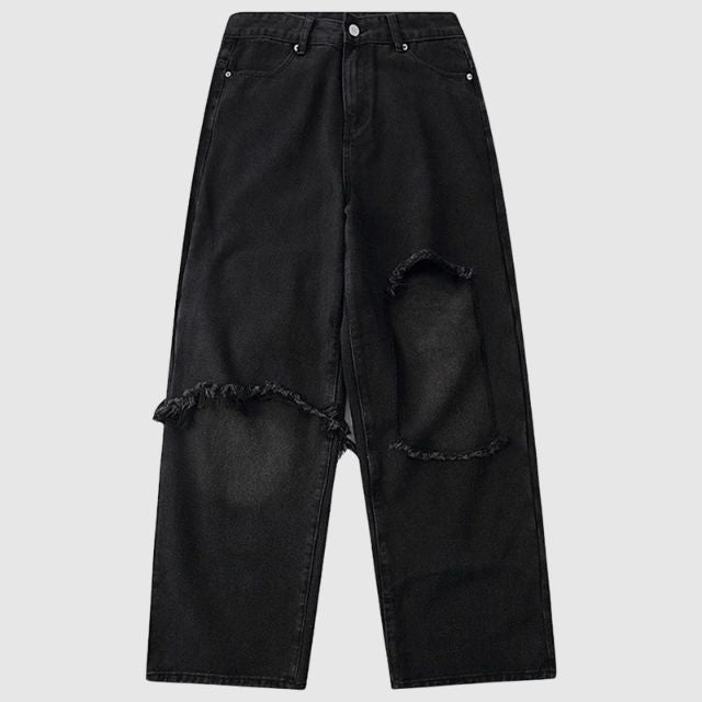 Casual cargo trousers with frayed accents