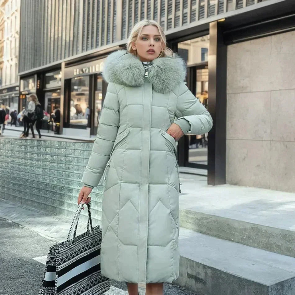 Nordiva - Long winter coat with faux fur