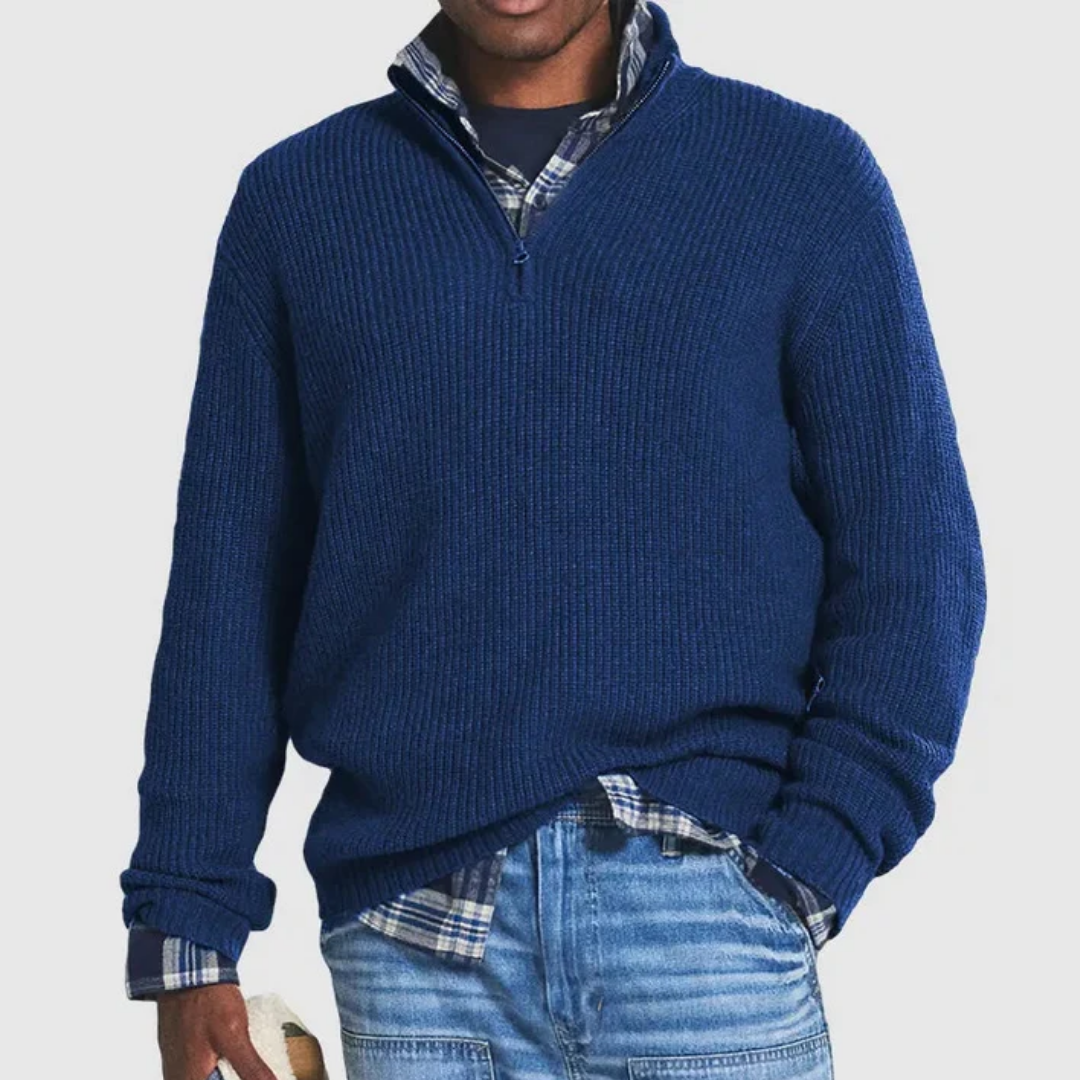 Hareld | Half Zip Ribbed Sweater For Men