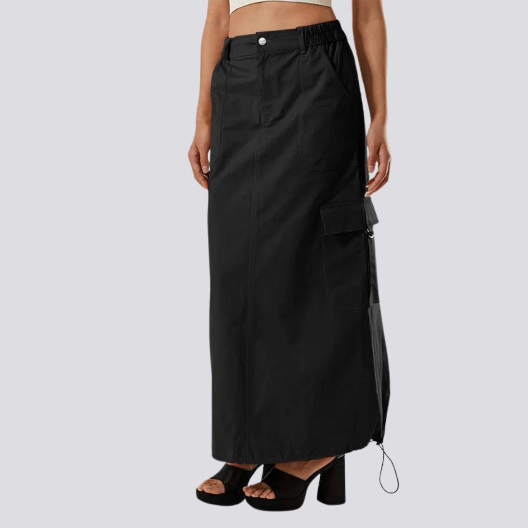 Casual cargo skirt with drawstring and flap pockets