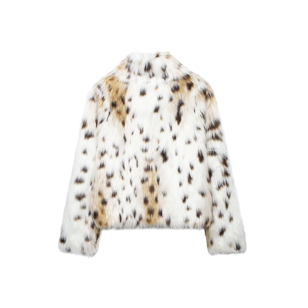 Becky™ - Short Faux Leather Leopard Jacket