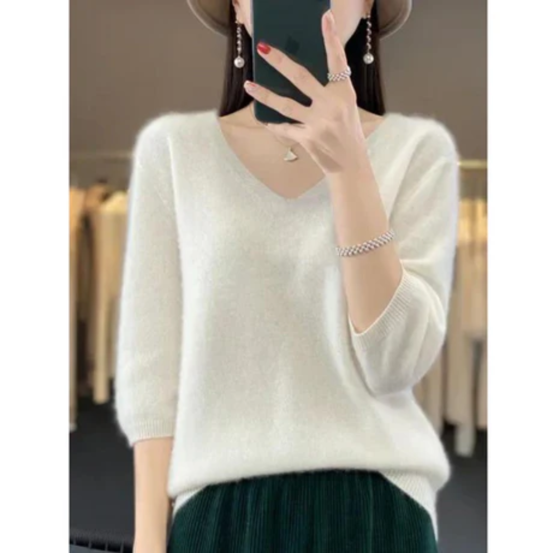 Anya | Casual V Neck Knitted Sweater For Women