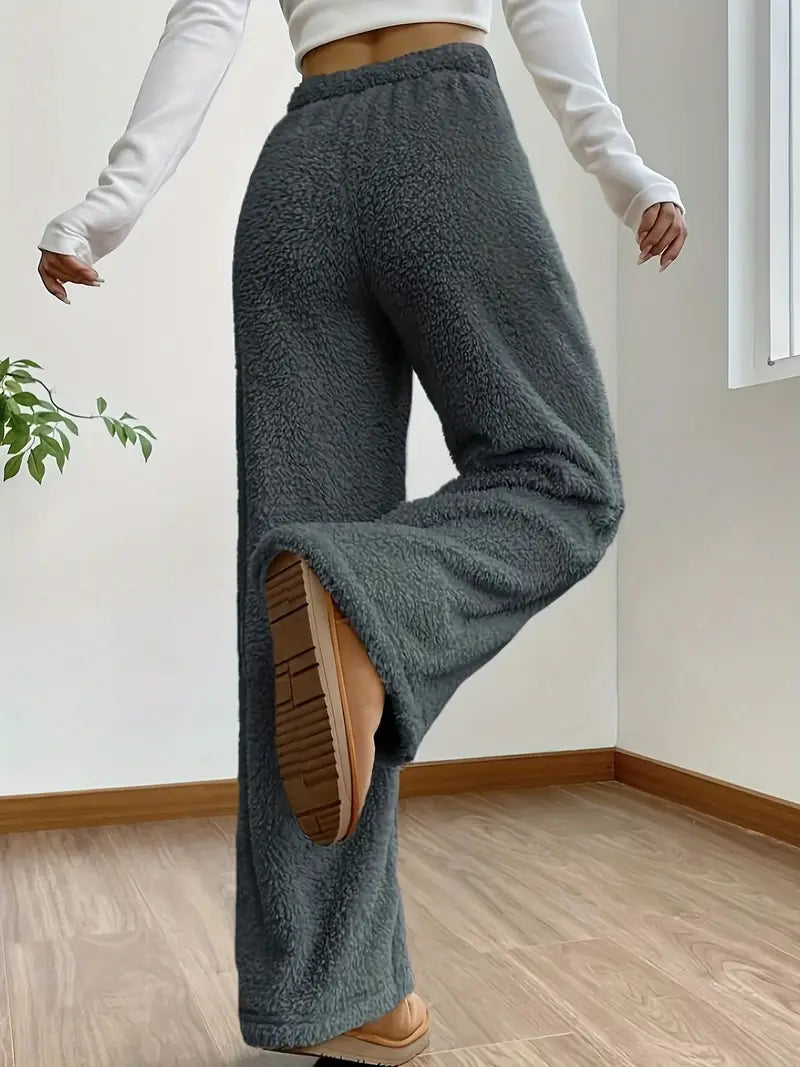 Plain Coloured Teddy Trousers With Drawstring