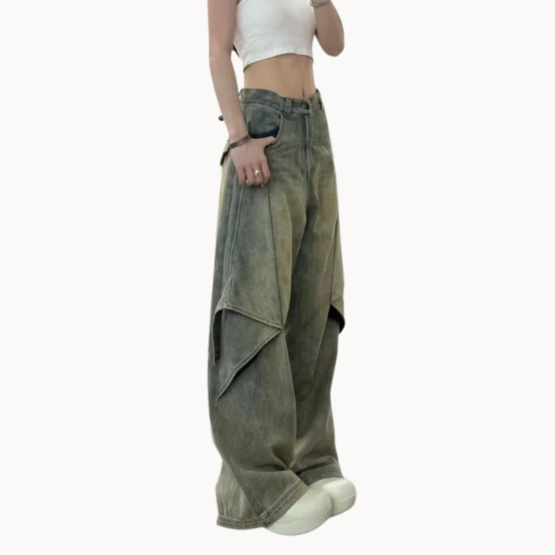 Layered wide-leg skater jeans