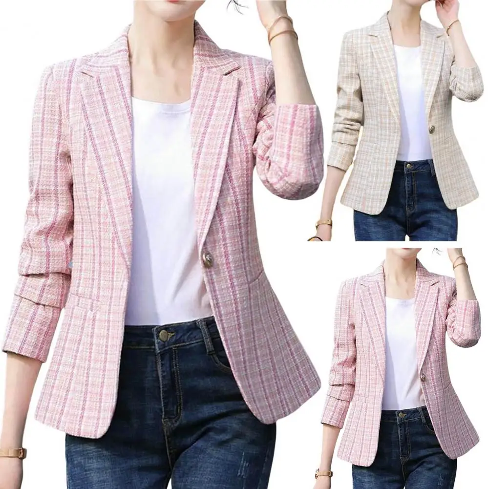 Women's checked blazer with ankle button fastening