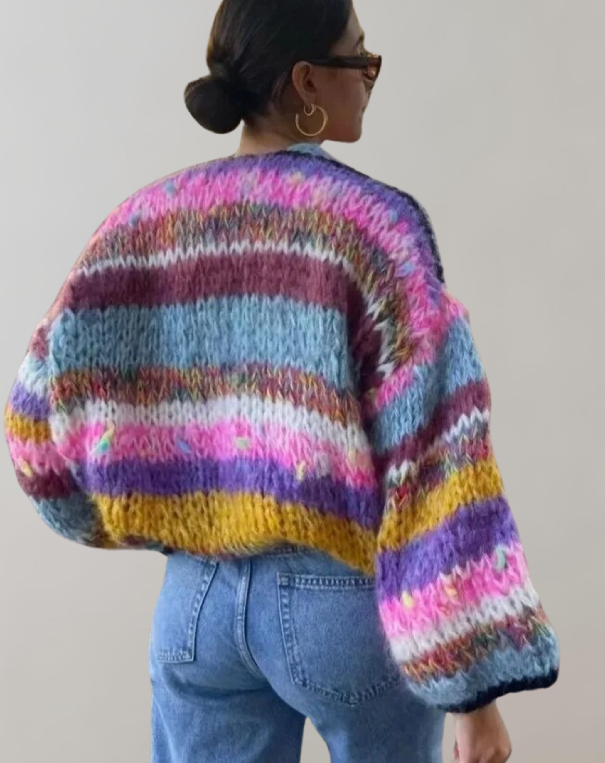 Oversized and colourful cardigan